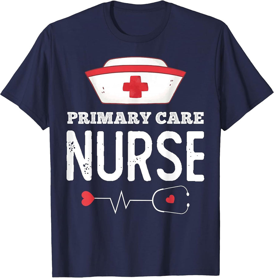 Primary Care Nurse Medical Nursing RN Staff Nurse's Day T-Shirt - Navy Blue