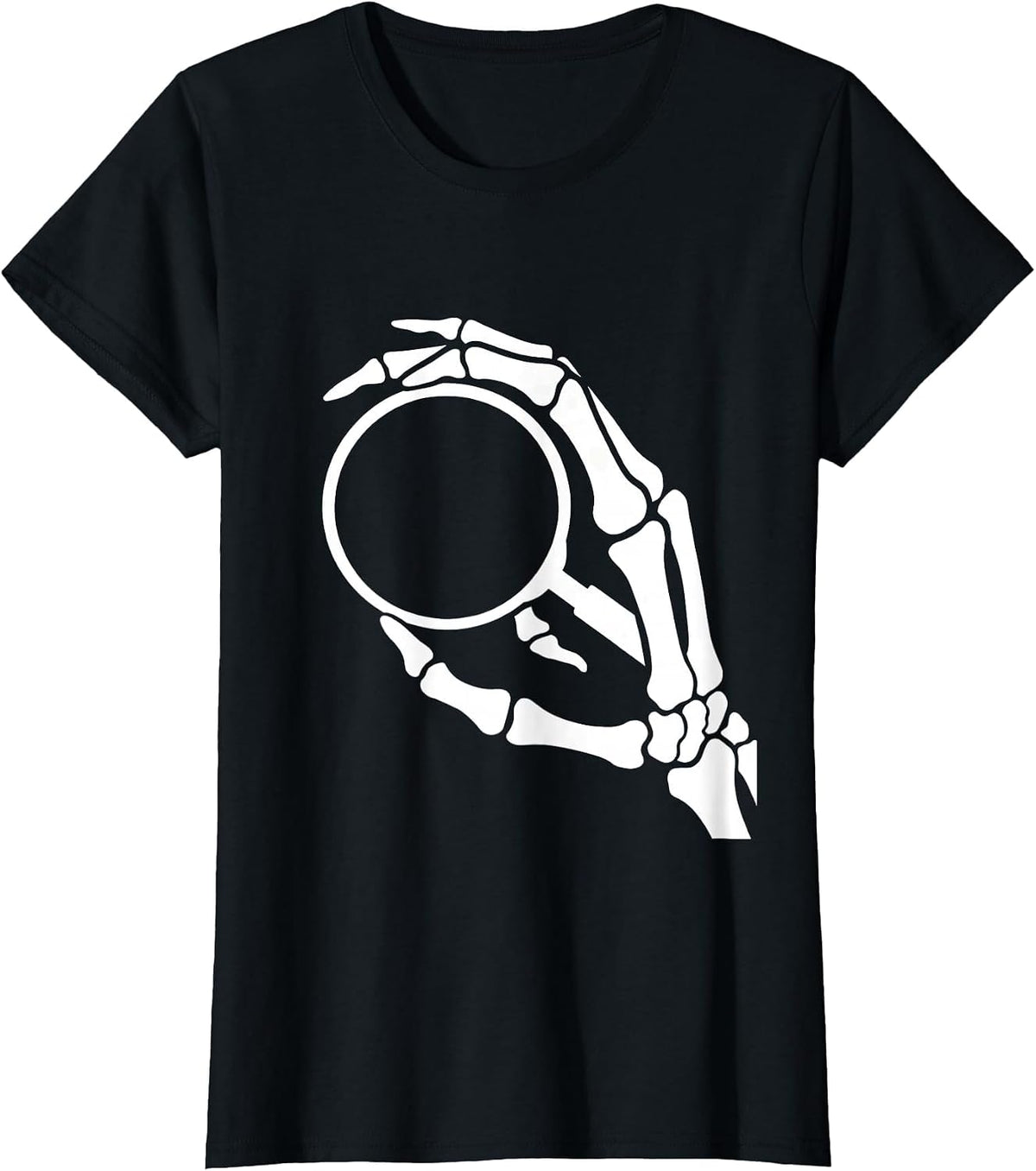 Women's Hand Skeleton Magnifying Glass Radiology Art T-Shirt - Black