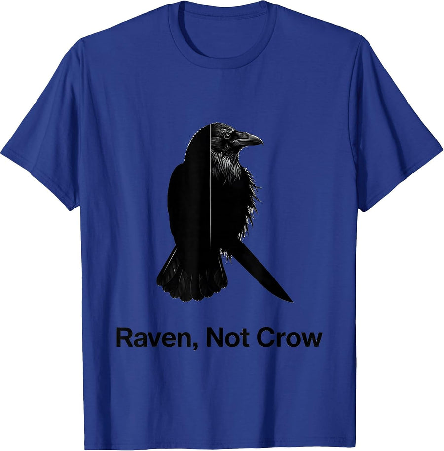 Raven Not Crow Minimalist Bird Lover Dark Humor T-Shirt - Royal Blue