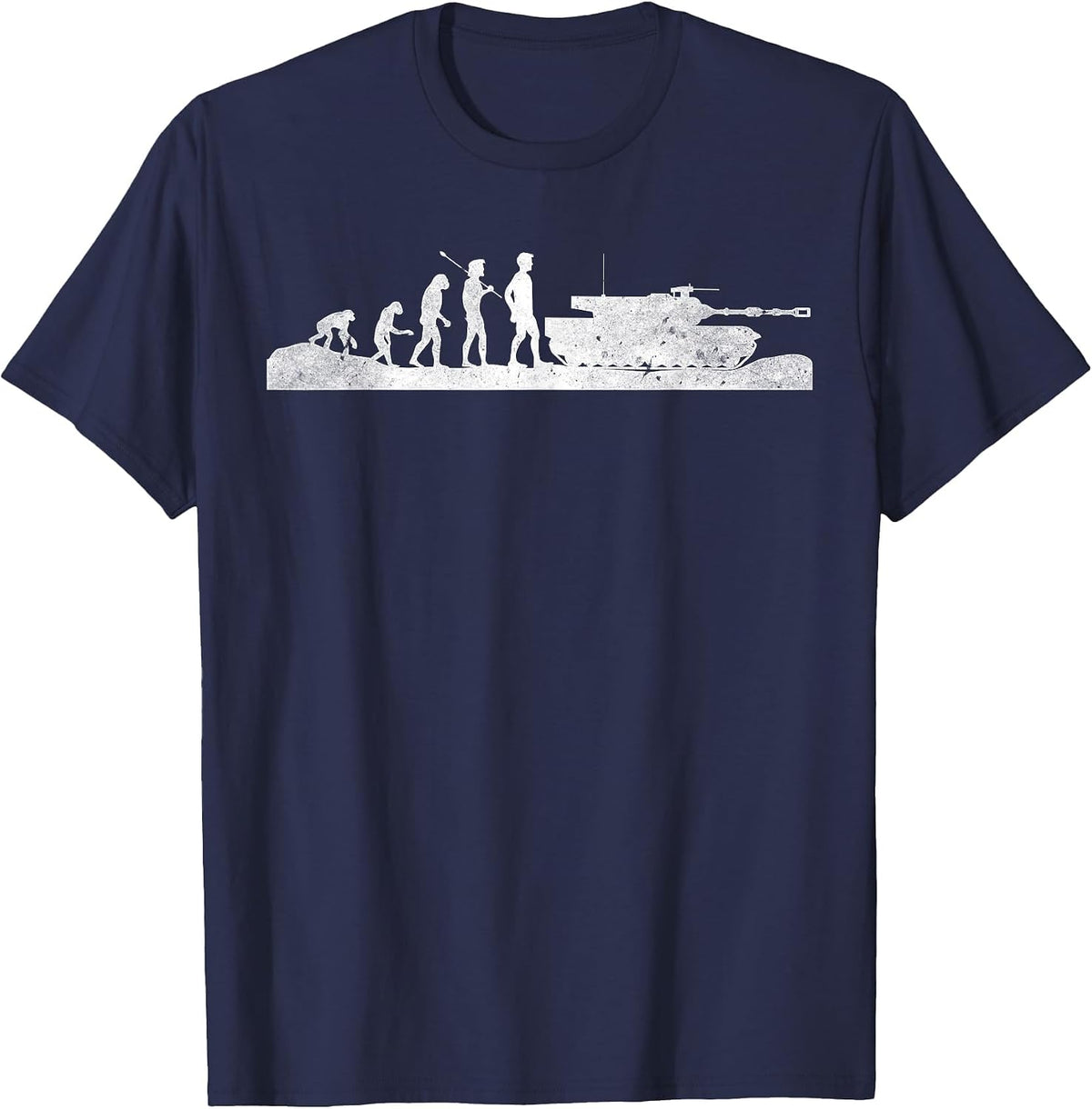 Evolution of Man Tank Soldiers Military Army Lover Grandpa T-Shirt - Navy Blue