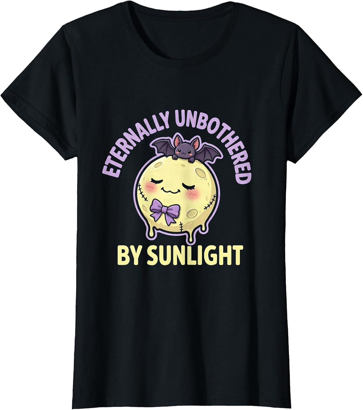 Women's Eternally Unbothered By Sunlight Goth Design T-Shirt - Black