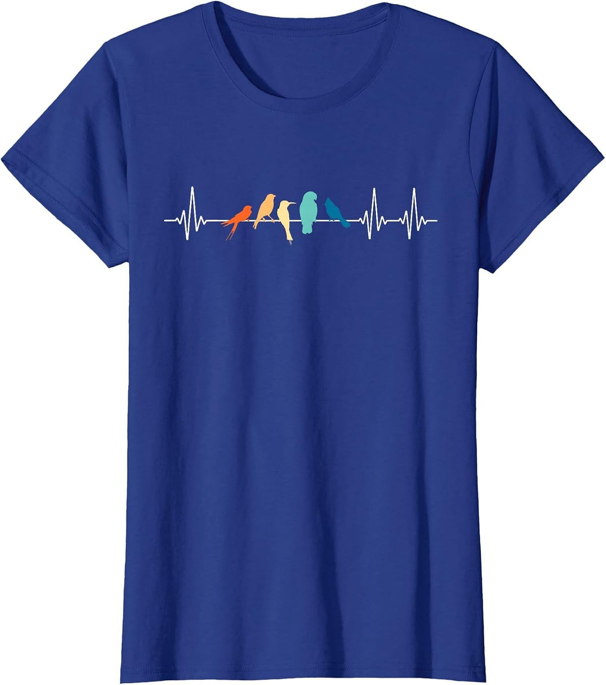 Ornithology Birdwatching Birder Heartbeat T-Shirt - Royal Blue