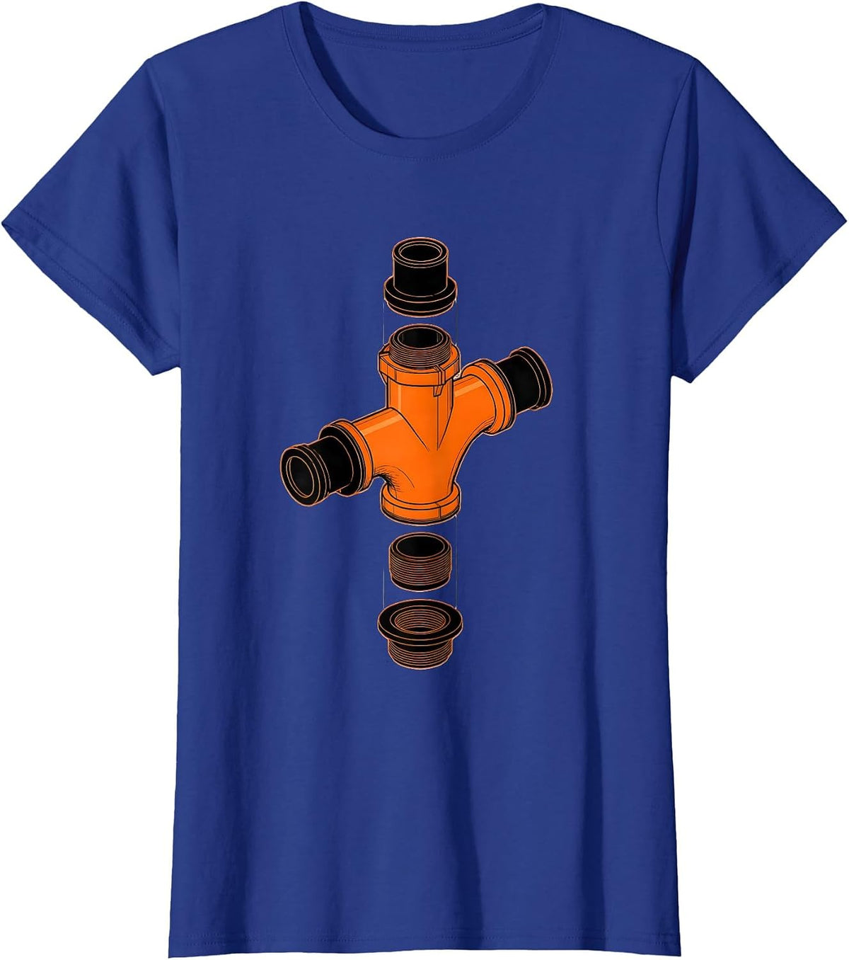 Women's P-Trap Assembly Exploded View Funny Plumber Pipefitter T-Shirt - Royal Blue