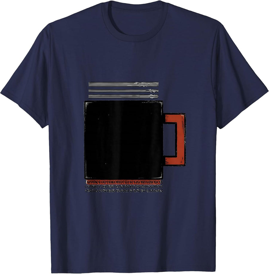 Station Coffee Cup Wood Type Letterpress EMT Paramedic Humor T-Shirt - Navy Blue