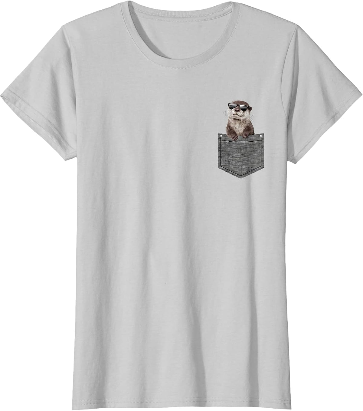 Otter in Pocket T-Shirt - Silver Grey