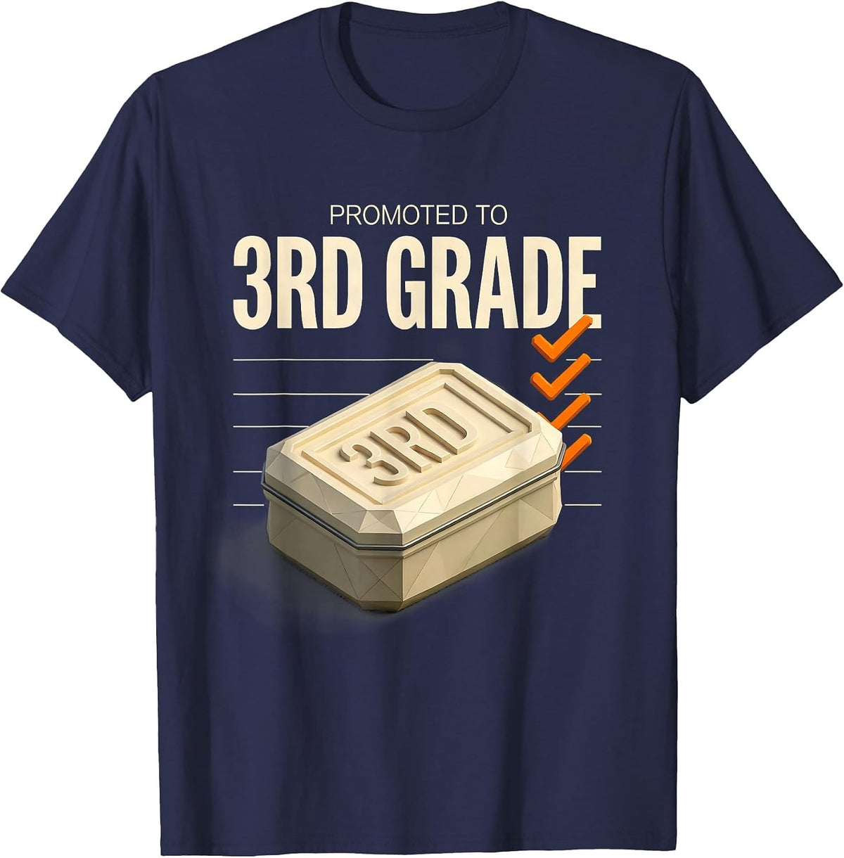Men's PROMOTED TO 3RD GRADE Camo Third Grade Back To School Boys T-Shirt - Navy Blue
