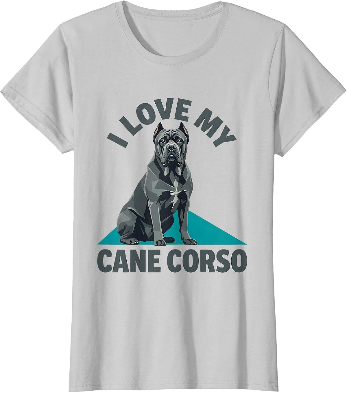 I Love My Cane Corso Flat Vector Dog Lover Pet Owner Pride T-Shirt - Silver Grey