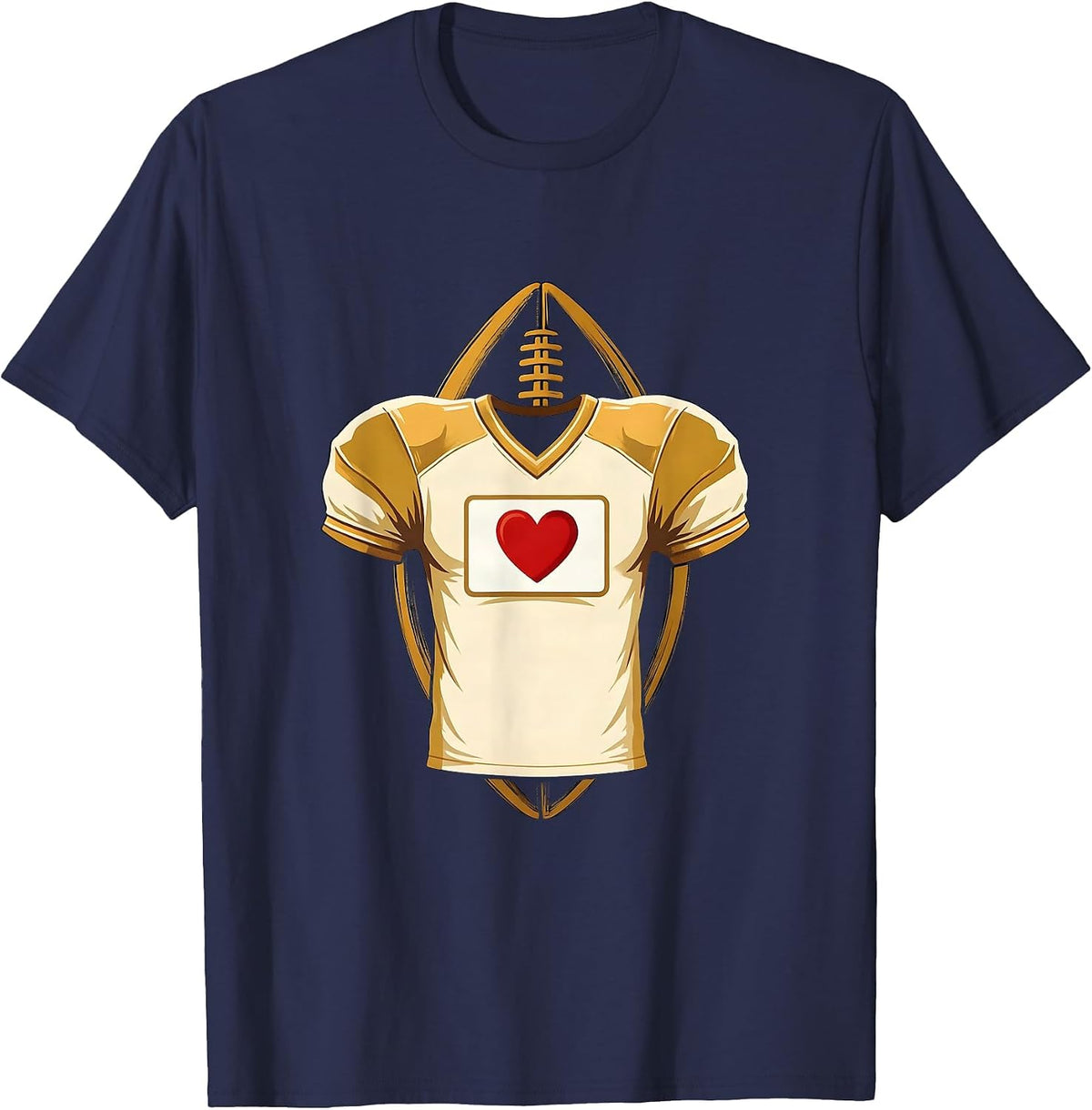 Men's Football Lineman Mom Jersey Number Heart Pride T-Shirt - Navy Blue