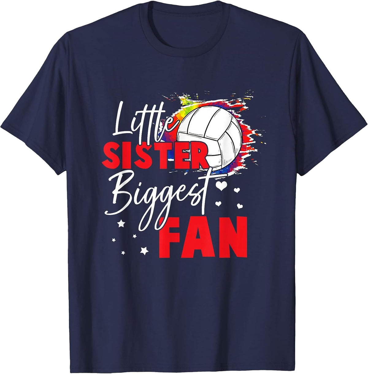 Volleyball Little Sister Biggest Fan Volleyball Sister T-Shirt - Navy Blue