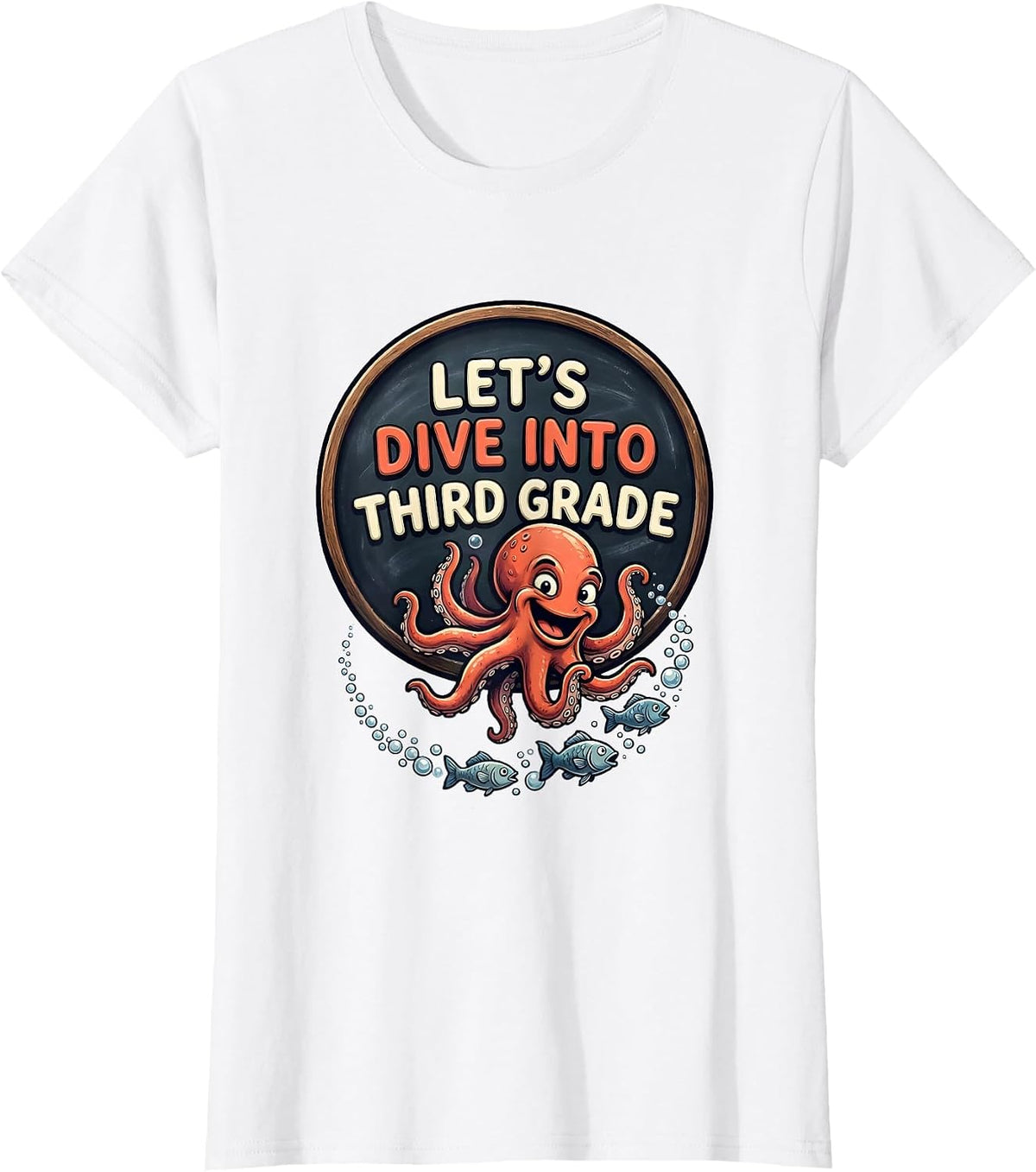 Let's Dive Into Third Grade Cartoon Teacher Back To School T-Shirt - White