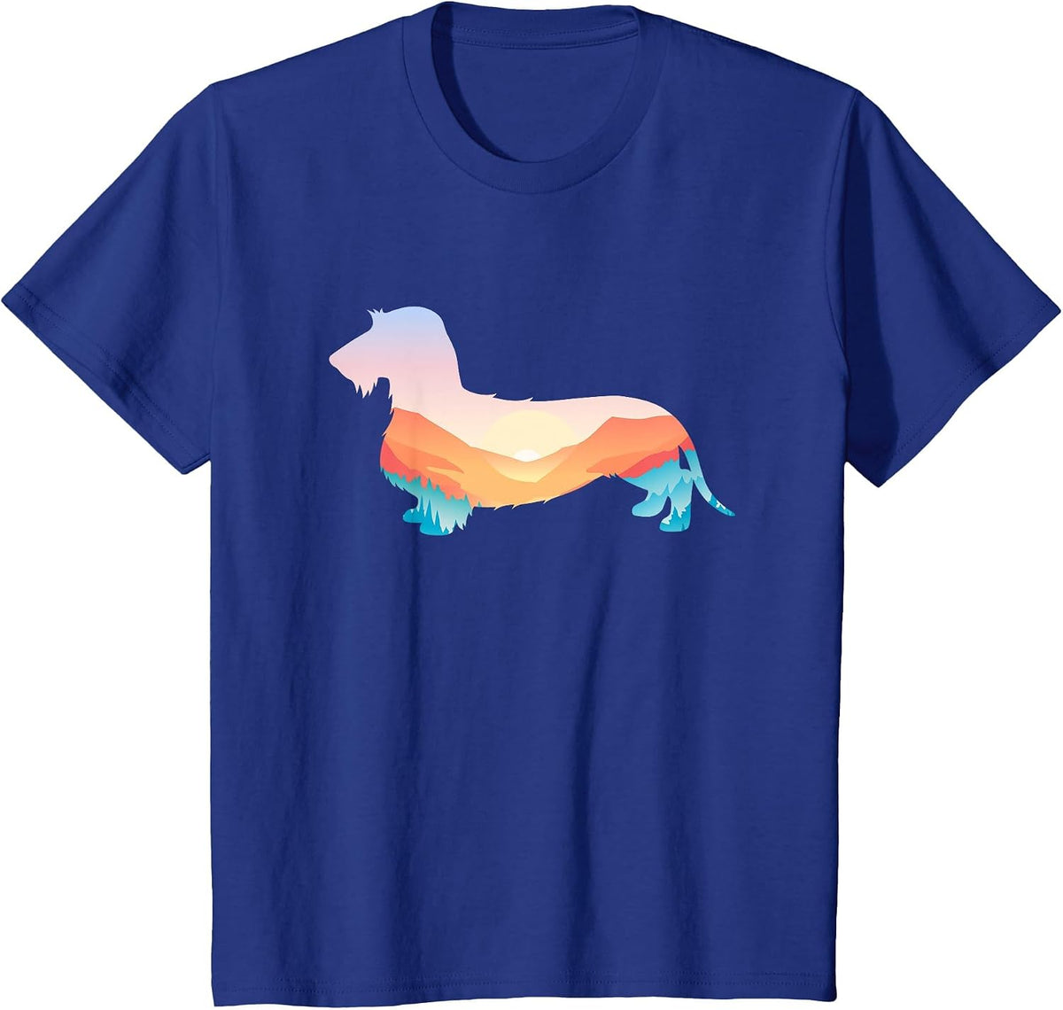 Wire Haired Dachshund Nature Hiking Dog Sunrise Adventure T-Shirt - Royal Blue