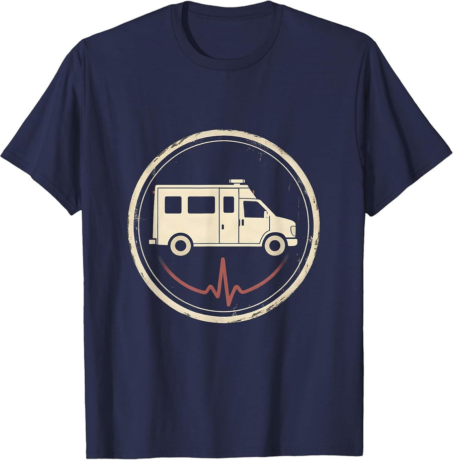 Vintage EMT Paramedic Dark Humor Badge T-Shirt - Navy Blue