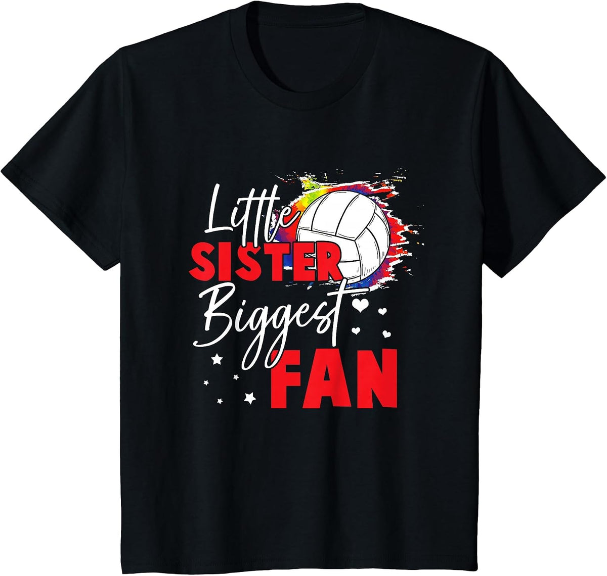 Volleyball Little Sister Biggest Fan Volleyball Sister T-Shirt - Black