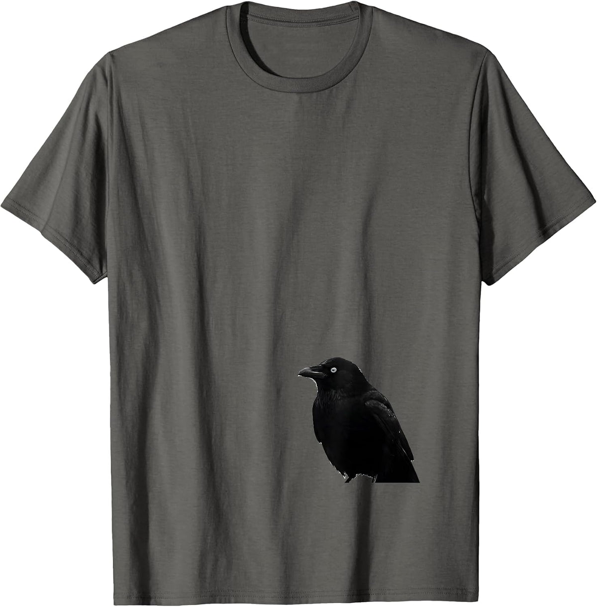 Black Crow Silhouette Gothic Humor Dark Bird Novelty T-Shirt - Asphalt Grey