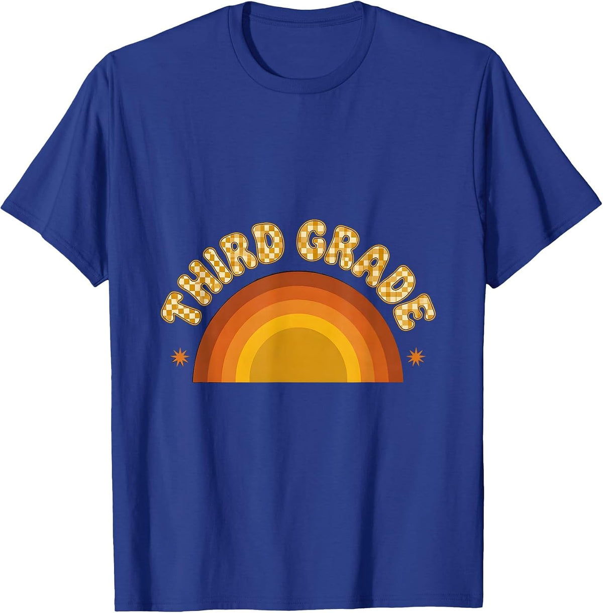 Men's Third Grade Retro Checkered Girl Teacher Back To School T-Shirt - Royal Blue