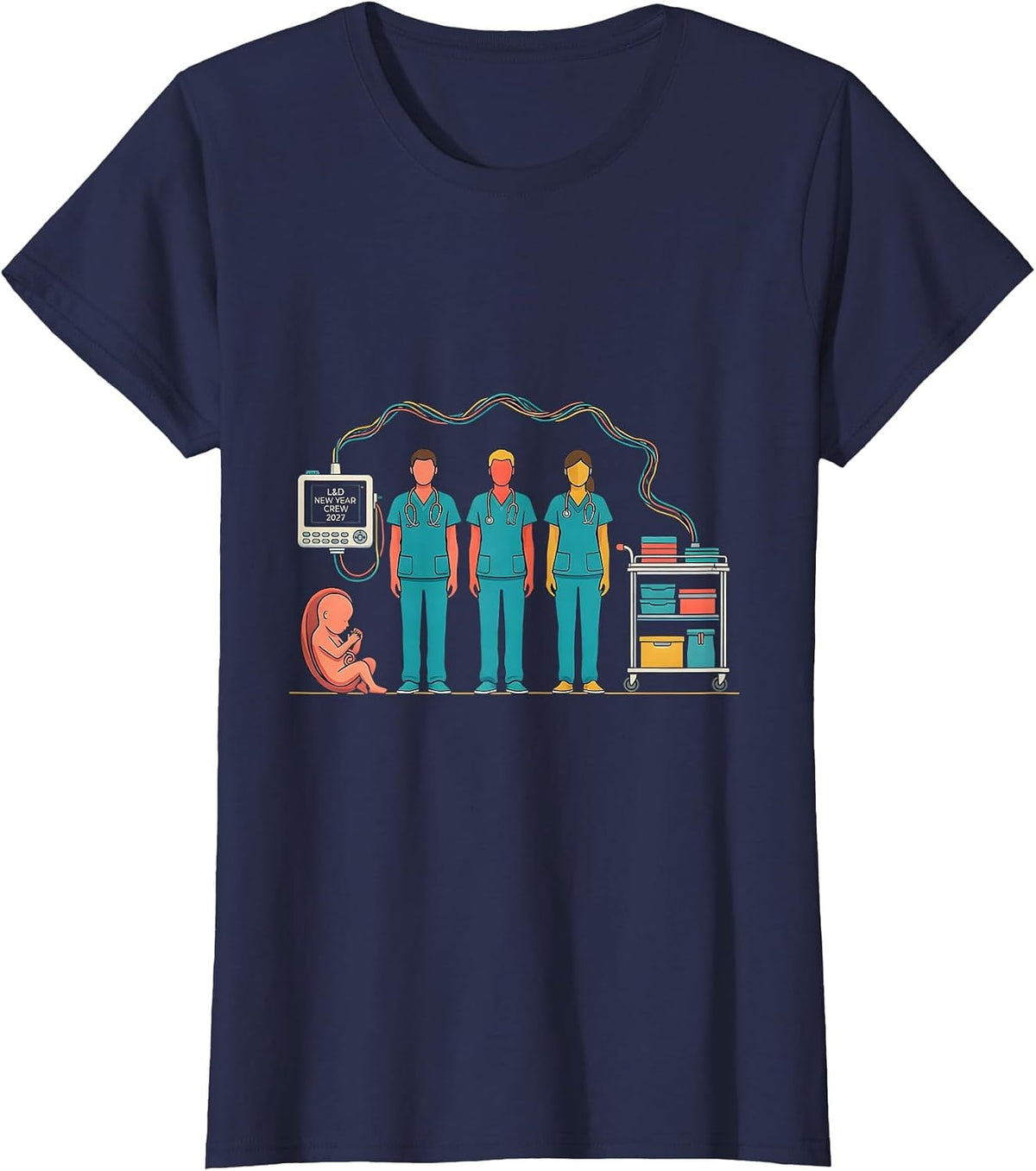 Women's L&D New Year Crew 2027 Funny Nurse Crew New Years Eve Party T-Shirt - Navy Blue