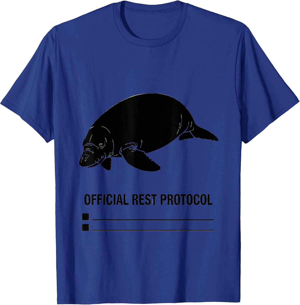 Official Rest Protocol Funny Manatee Wildlife Humor T-Shirt - Royal Blue