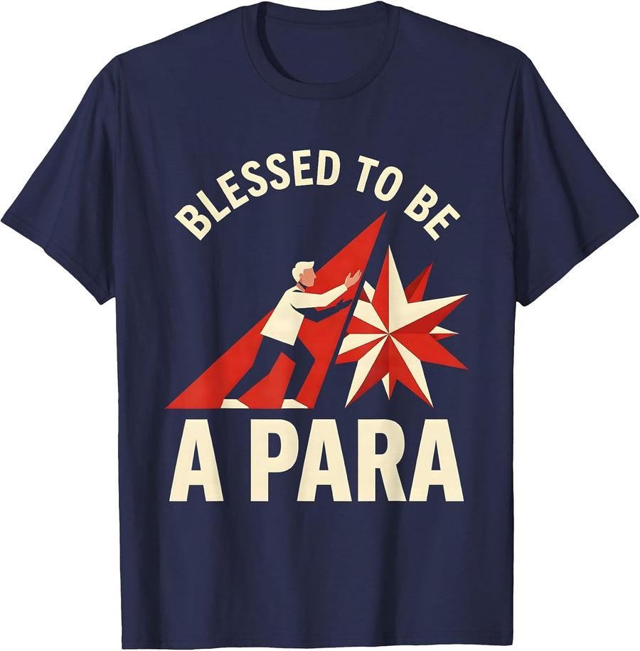Blessed to Be a Para Paraprofessional Design T-Shirt - Navy Blue