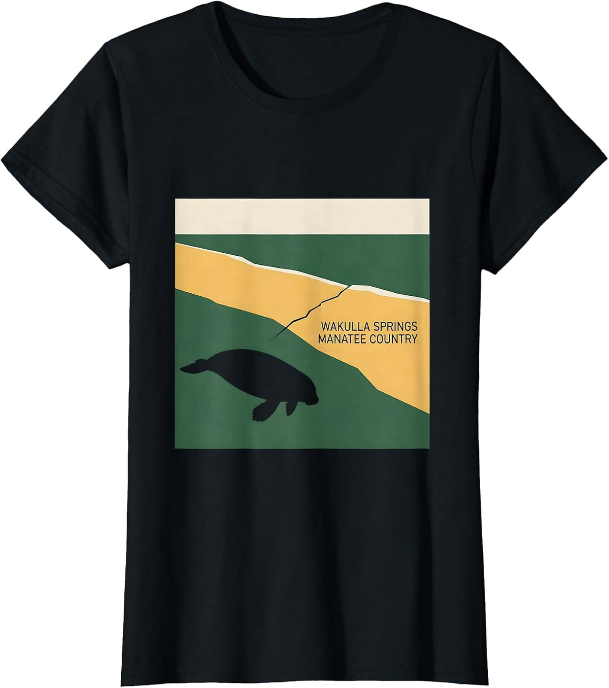 Wakulla Springs Manatee Country Geometric Florida Swamp T-Shirt - Black