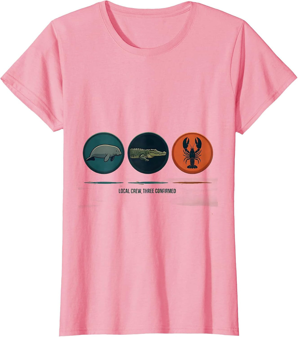 Women's Local Crew Three Confirmed Vintage Florida Manatee Alligator T-Shirt - Pink