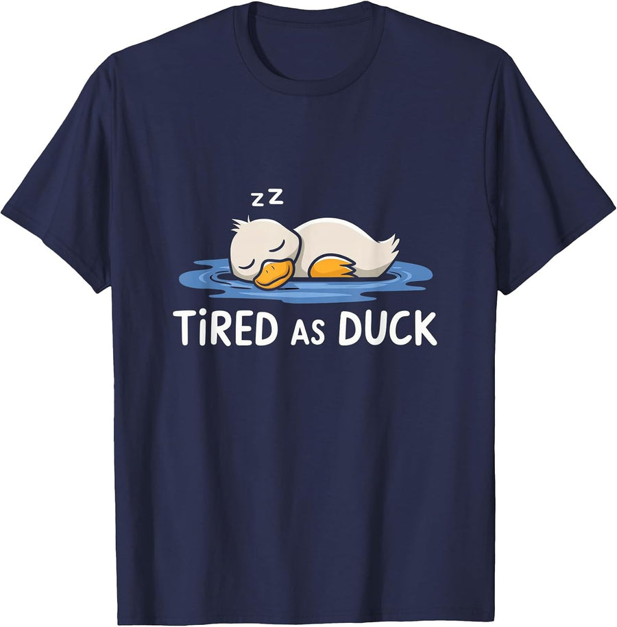Tired As A Duck Funny Duck Sleeping Cute & Funny Humor T-Shirt - Navy Blue