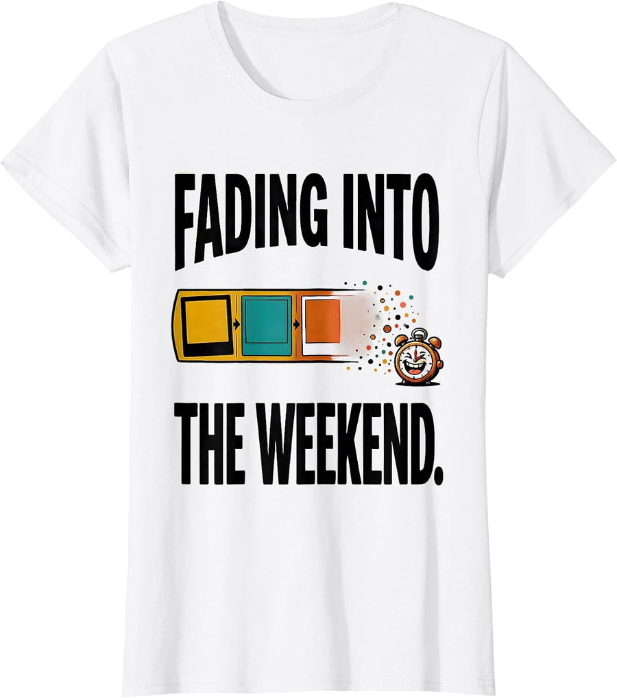 Women's Fading Into The Weekend Cartoon ABA Behavior Analyst RBT T-Shirt - White