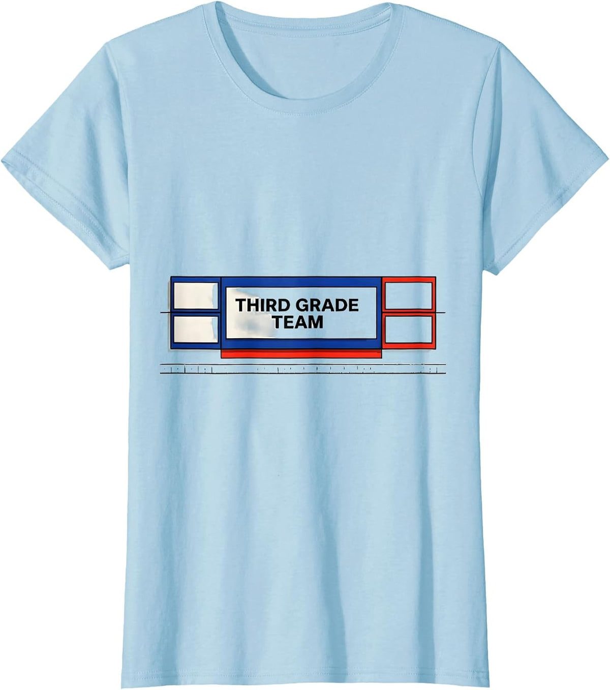 Women's Third Grade Team Geometric Staff Crew Matching T-Shirt - Baby Blue