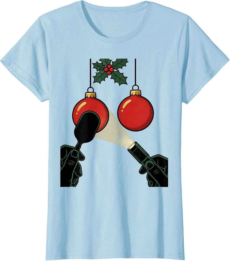 Women's Optometrist Eye Ornament Retinoscope Christmas Humor T-Shirt - Baby Blue