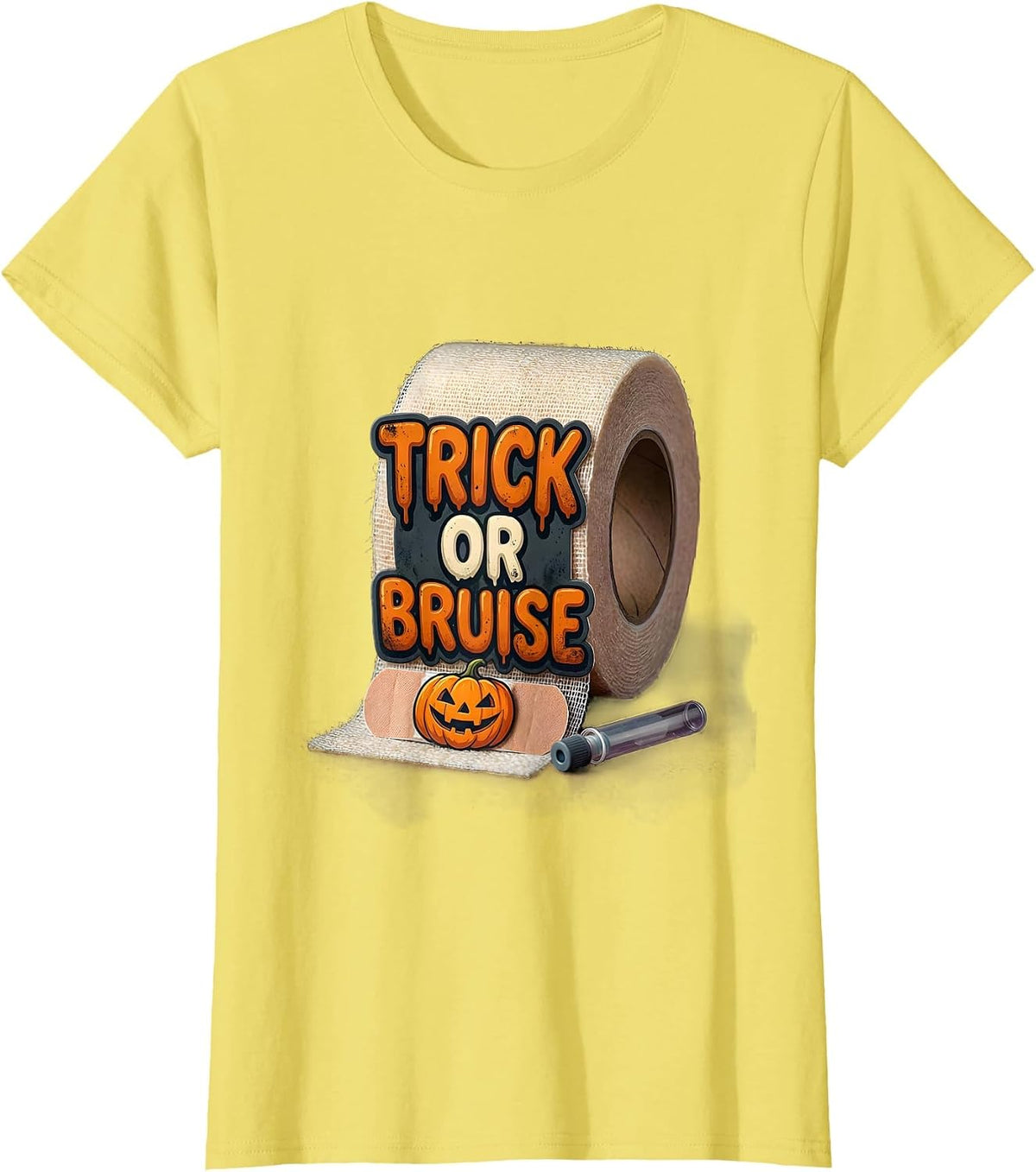 Trick Or Bruise Halloween Medical Crew Phlebotomist T-Shirt - Lemon Yellow