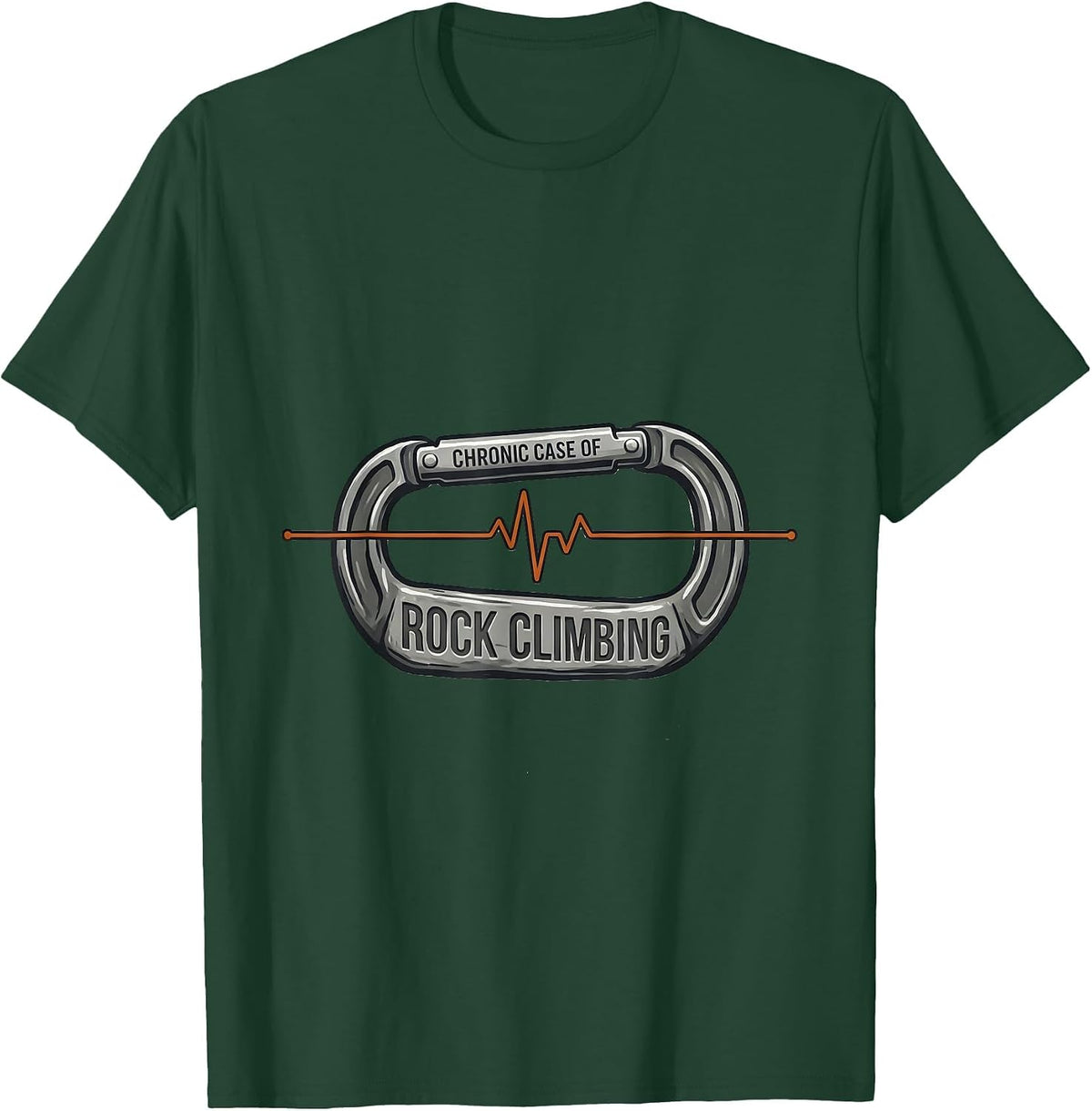 Men's Chronic Case Of Rock Climbing Hobby Heartbeat EKG Pulse Line T-Shirt - Dark Green