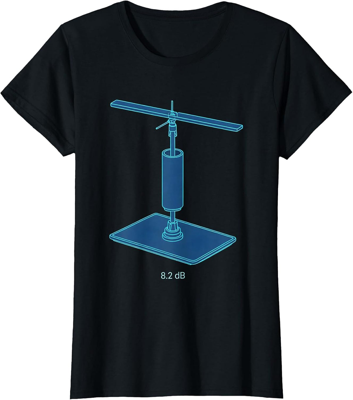 8.2 dB Exploded Antenna Ham Radio Operator Nerdy Humor T-Shirt - Black