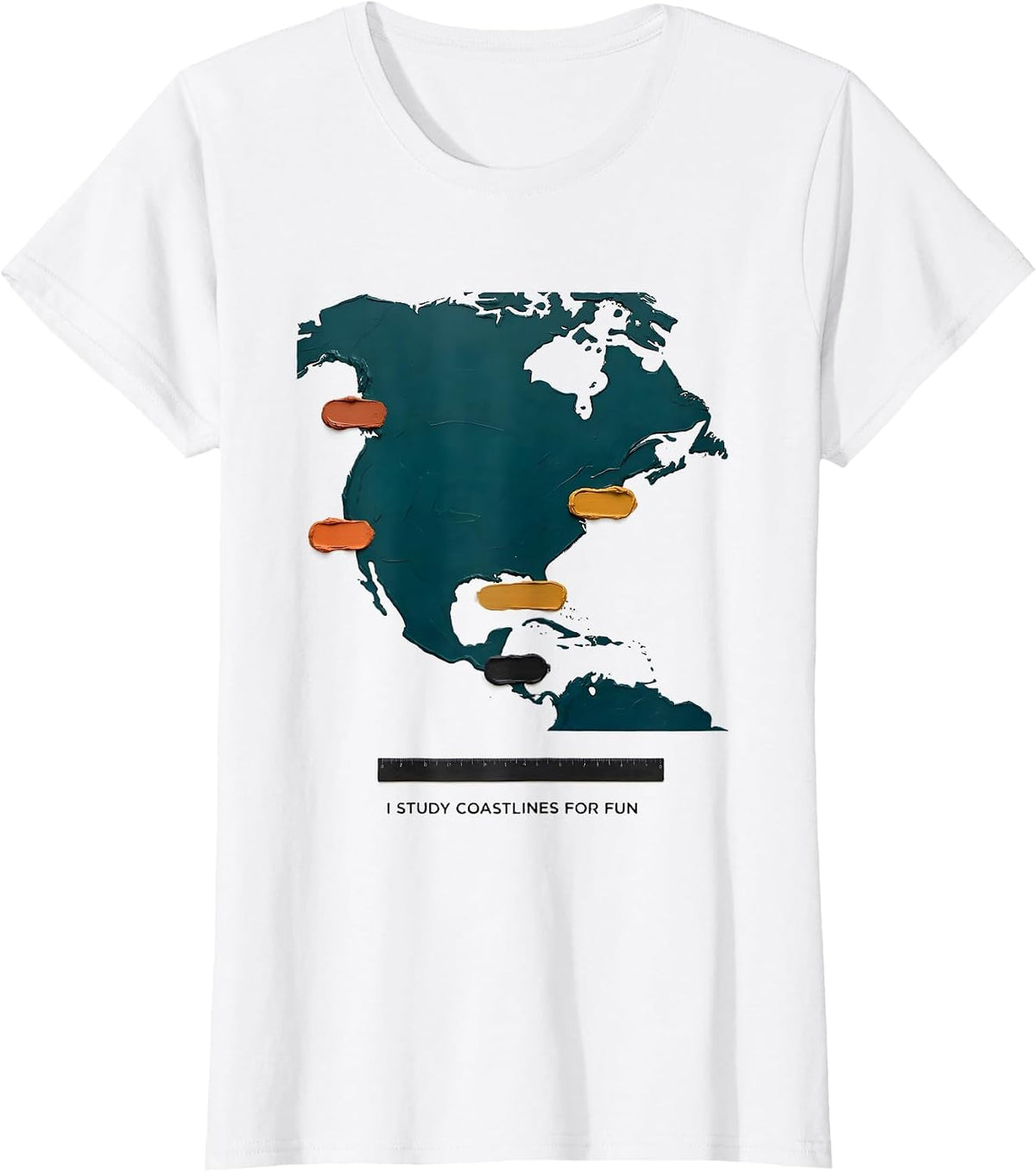 I Study Coastlines For Fun Geography Enthusiast Map Lover T-Shirt - White