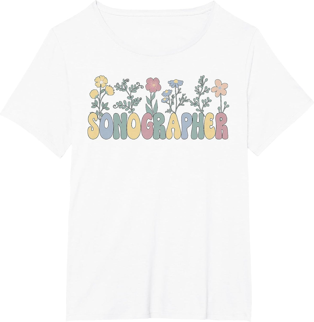 Groovy Sonographer Flowers Sonography T-Shirt - White