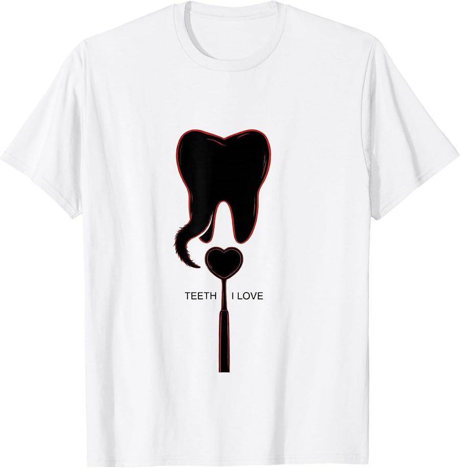 Men's Teeth I Love Cute Dental Professional Valentines Day Humor T-Shirt - White