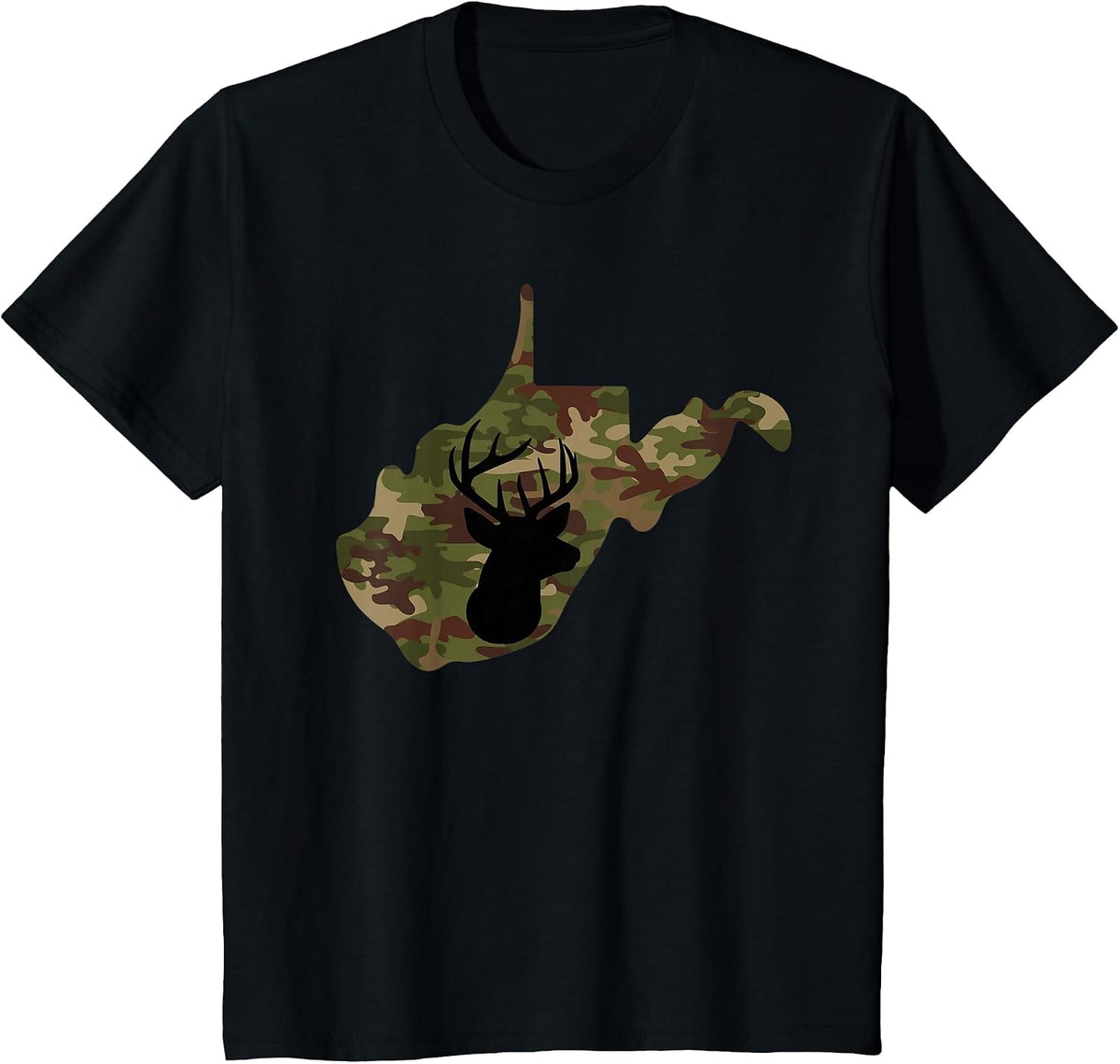 West Virginia Deer Hunter T-Shirt Camo Camouflage T-Shirt - Black