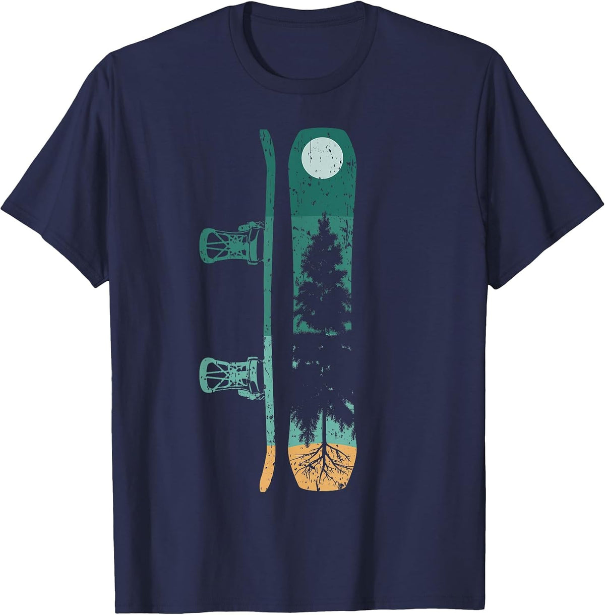 Pine Tree Snowboard Snowboarding T-Shirt - Navy Blue