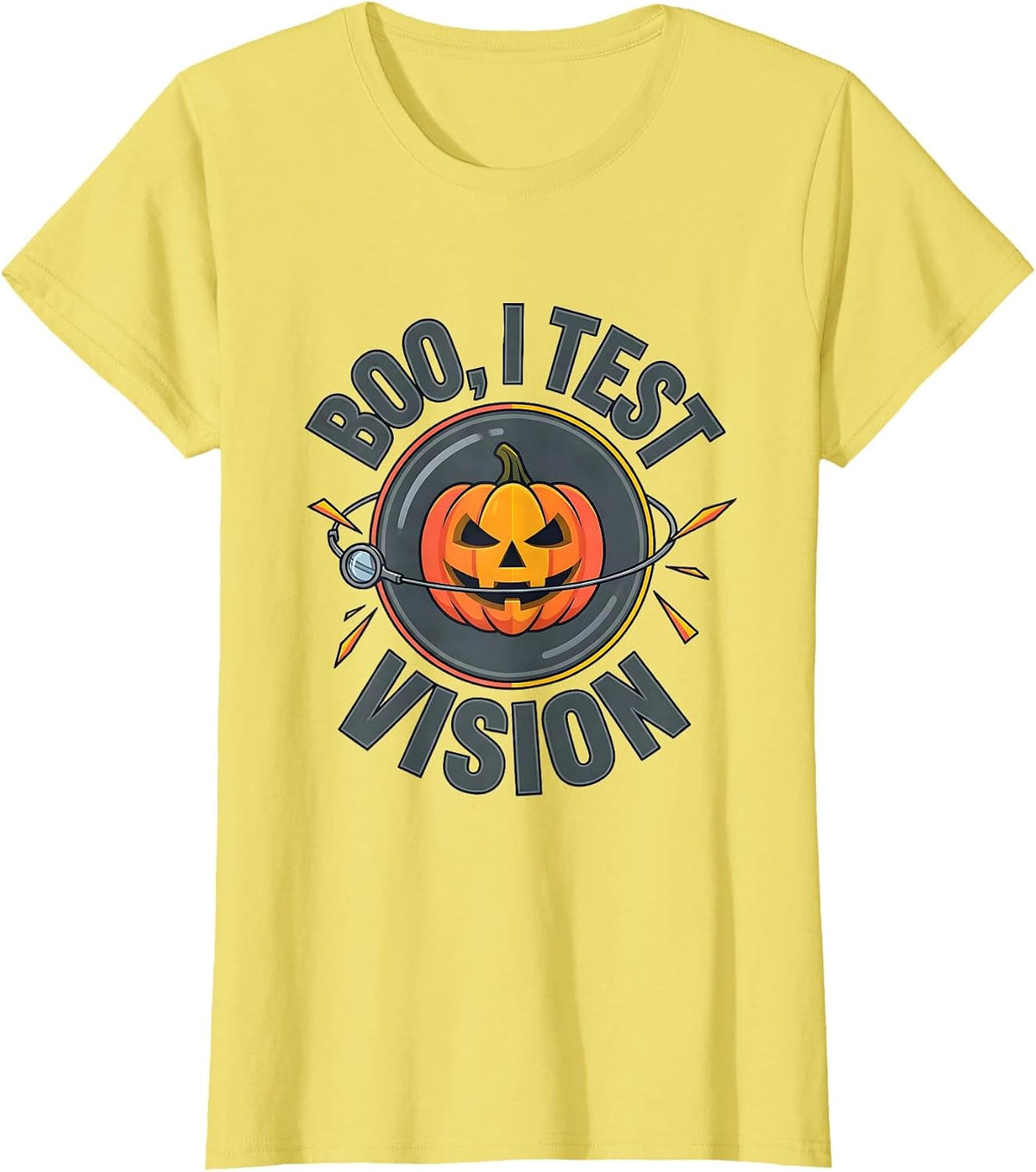 Boo I Test Vision Funny Optometrist Eye Doctor Halloween T-Shirt - Lemon Yellow