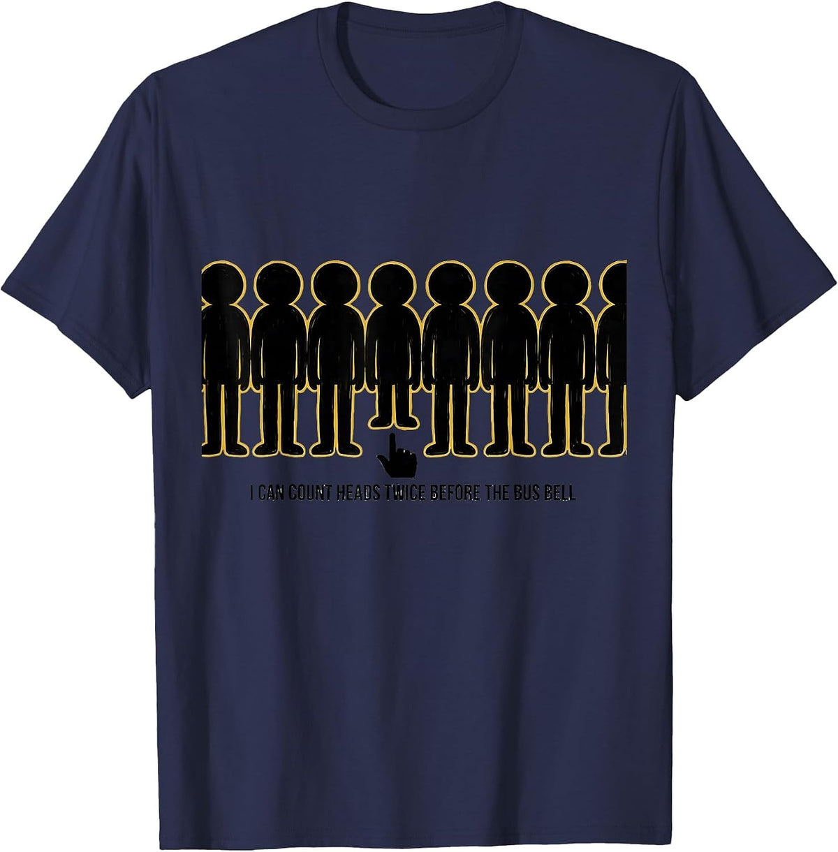 Men's I Can Count Heads Twice Before The Bus Bell Funny Teacher T-Shirt - Navy Blue