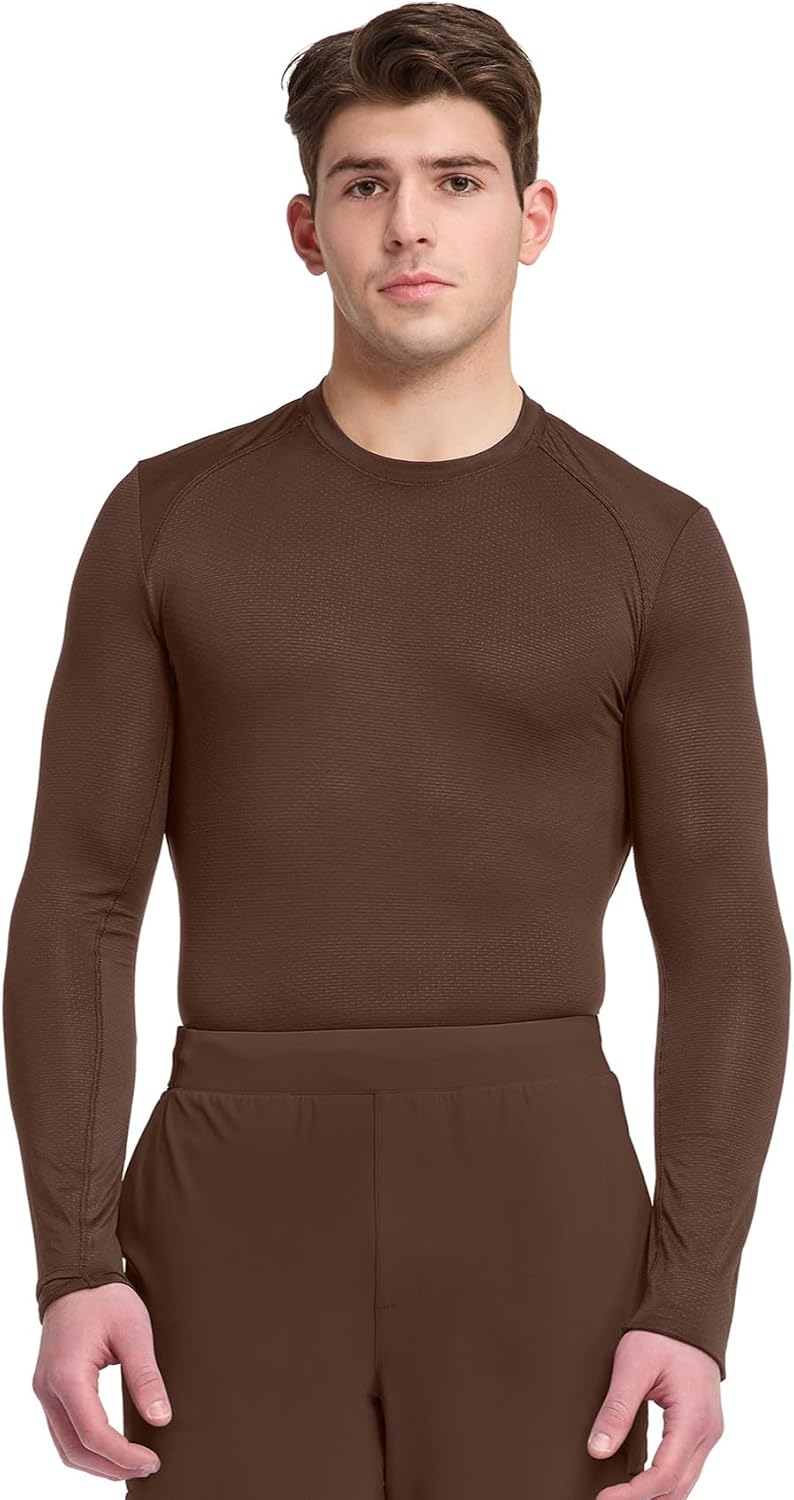 Cherokee Infinity Essentials Long Sleeve Underscrub for Men Round Neck - Espresso Express