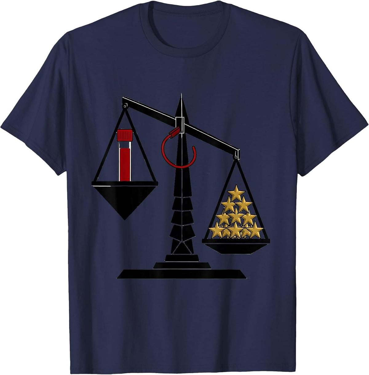 Geometric Balance Scale Blood Tube Phlebotomist Holiday T-Shirt - Navy Blue