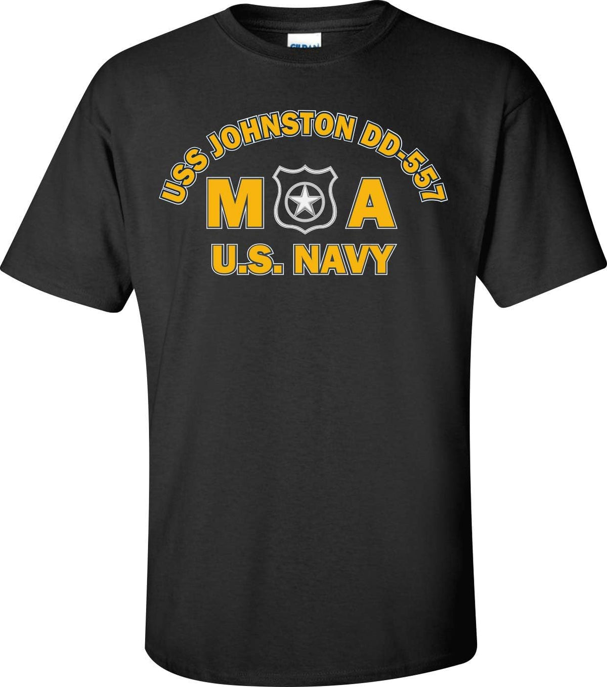 USS Johnston DD-557 Rate MA Master at Arms T-Shirt - Black