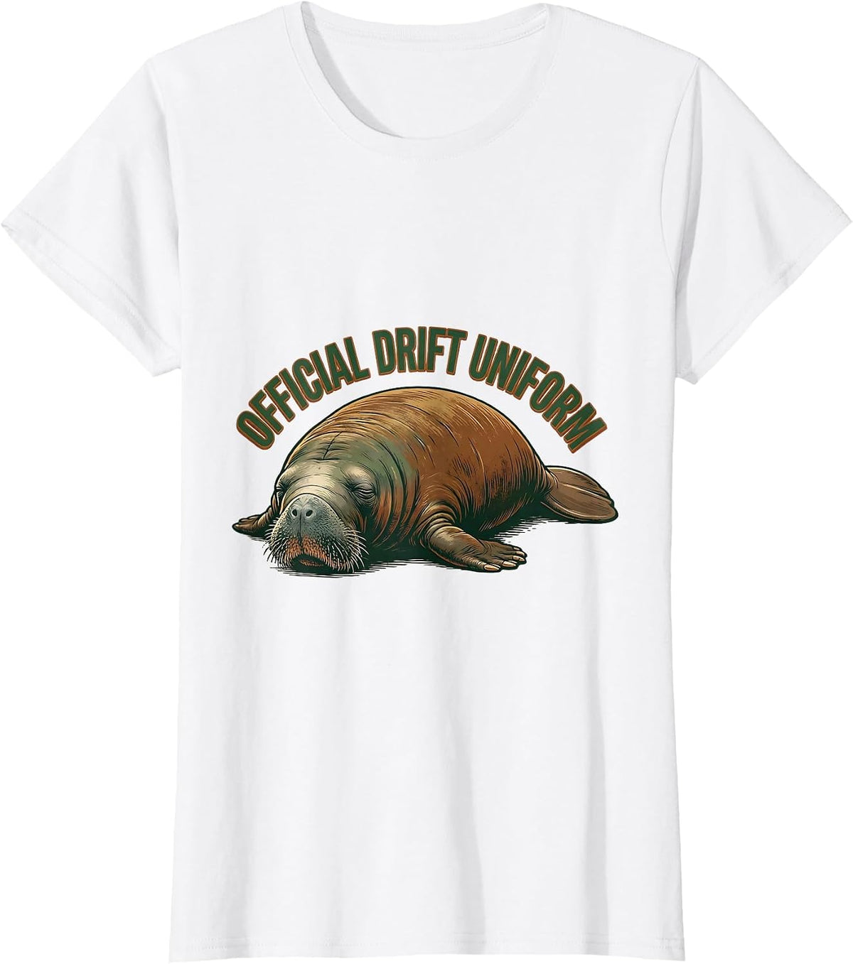 Women's Official Drift Uniform Vintage Manatee Sea Cow Wildlife T-Shirt - White