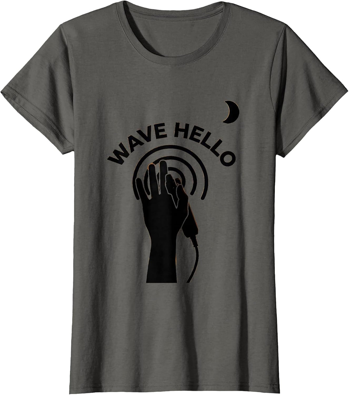 Women's Wave Hello Ultrasound Tech Sonographer Humor Appreciation T-Shirt - Asphalt Grey