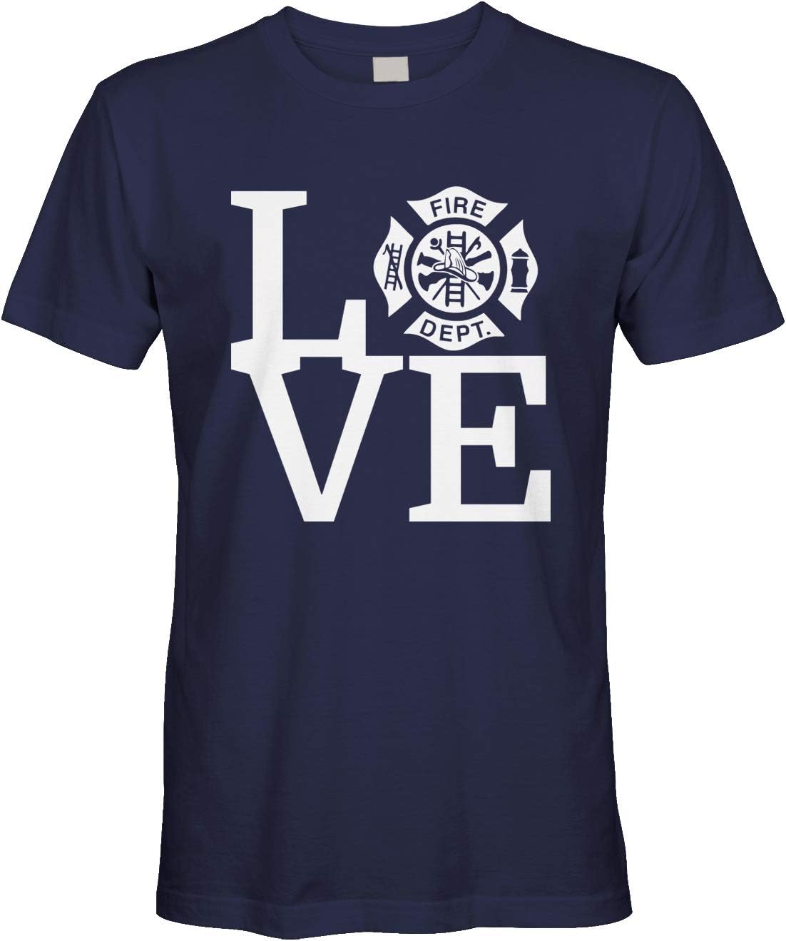 Men's Love Fire Department Firefighter Fire Fighter T-Shirt - Navy Blue