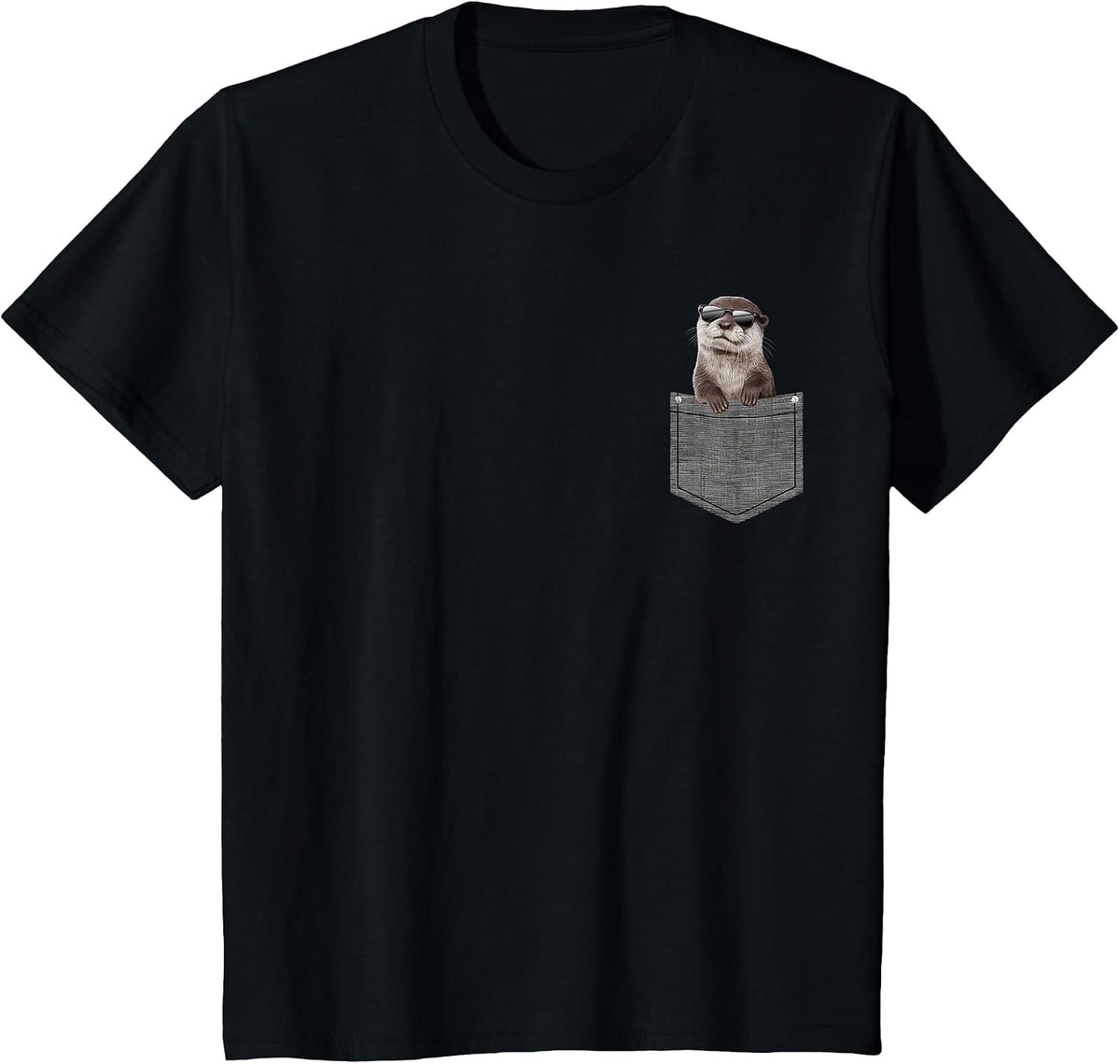 Otter in Pocket T-Shirt - Black