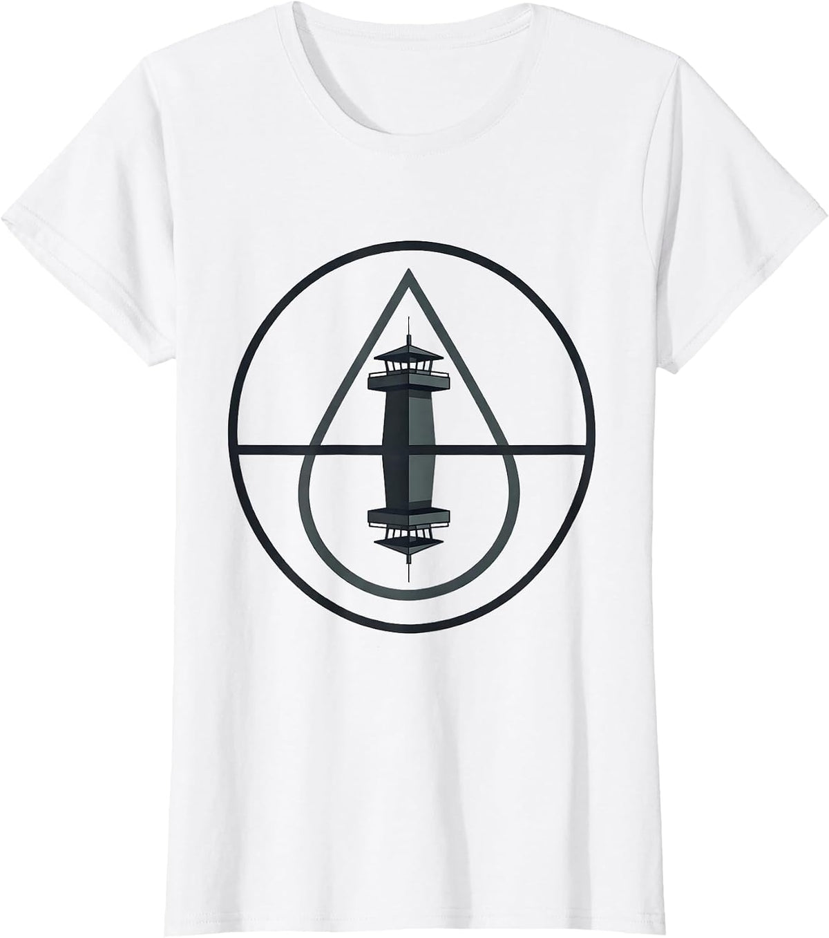 Watchtower Teardrop Big Brother Surveillance Art T-Shirt - White