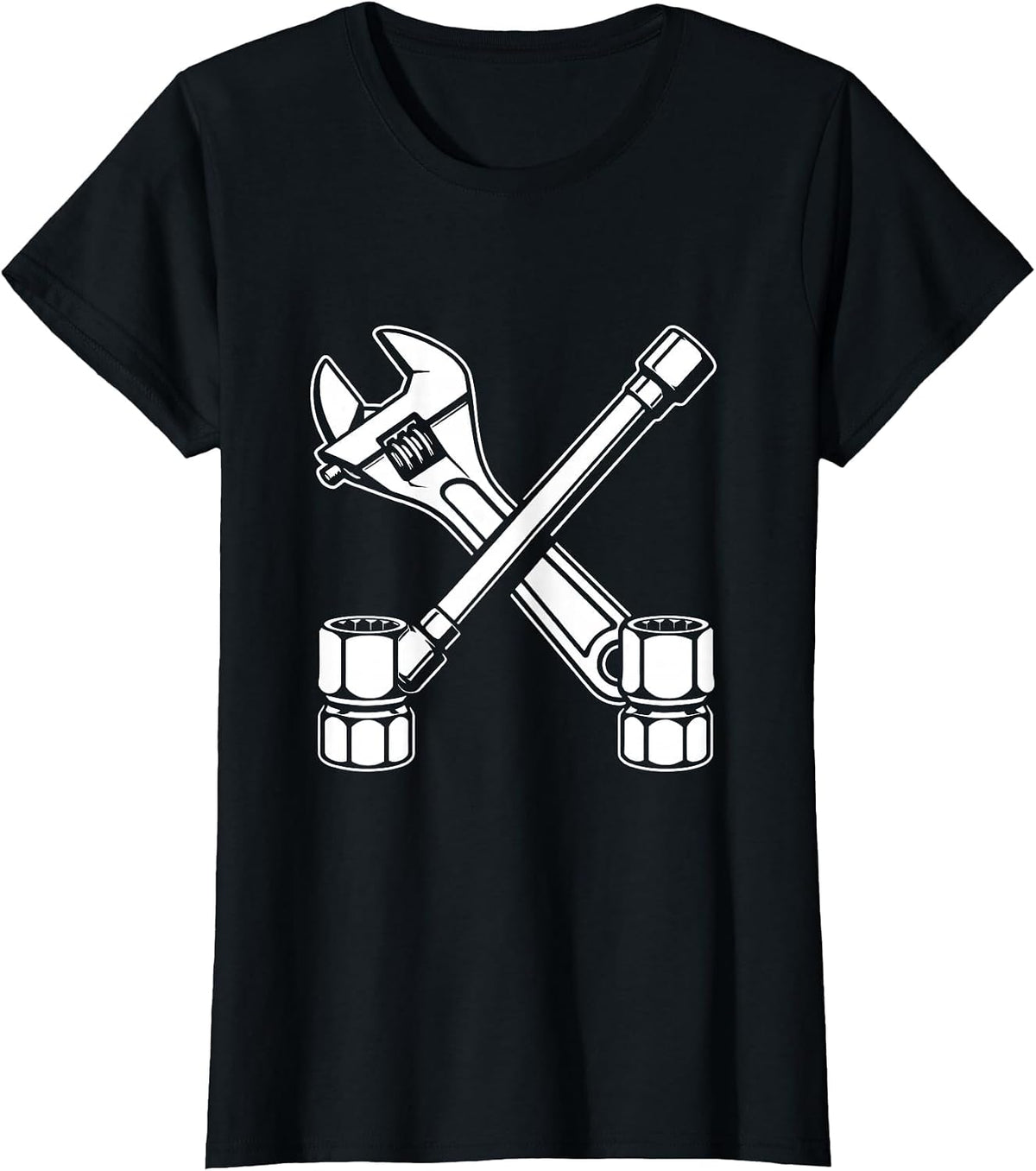 Mechanic Tools Crossed Wrench and Socket Set T-Shirt - Black