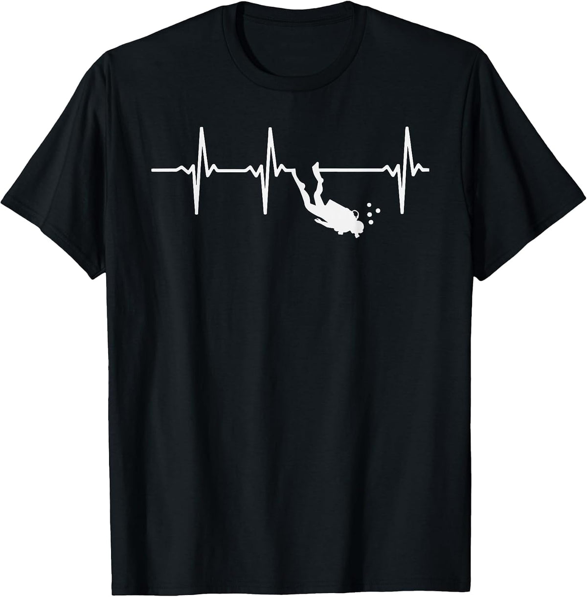 Scuba Diving Heartbeat Subtle Scuba Diver Men Women T-Shirt - Black