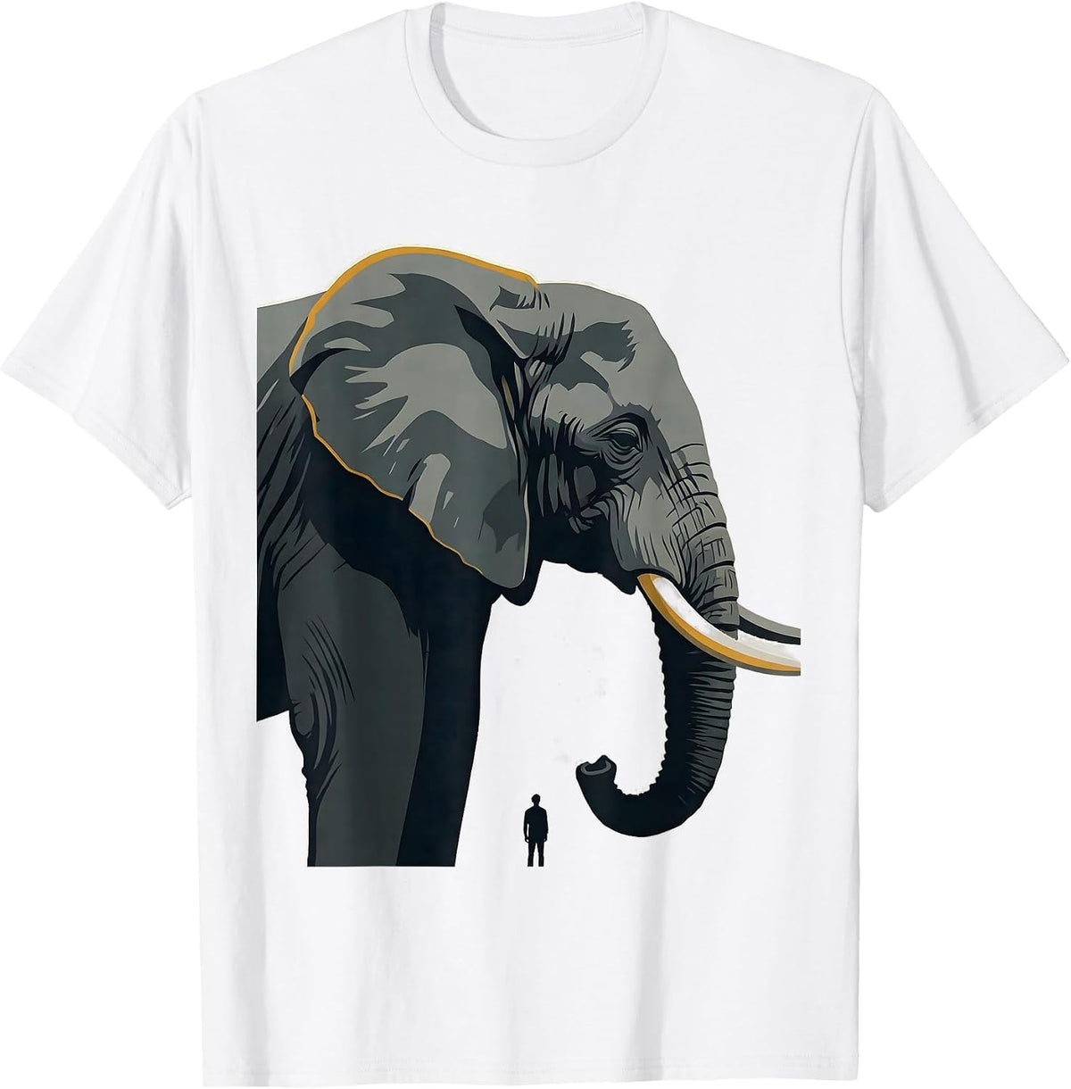 Men's Elephant Shoulder Editorial Conceptual Animal Lover Gift T-Shirt - White