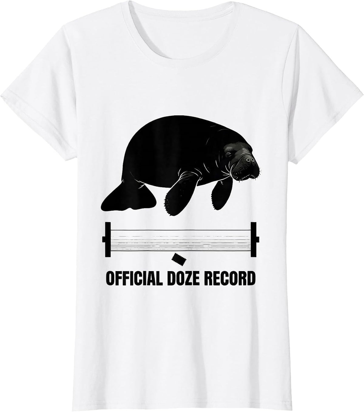 Official Doze Record Funny Manatee Sea Cow Wildlife Humor T-Shirt - White